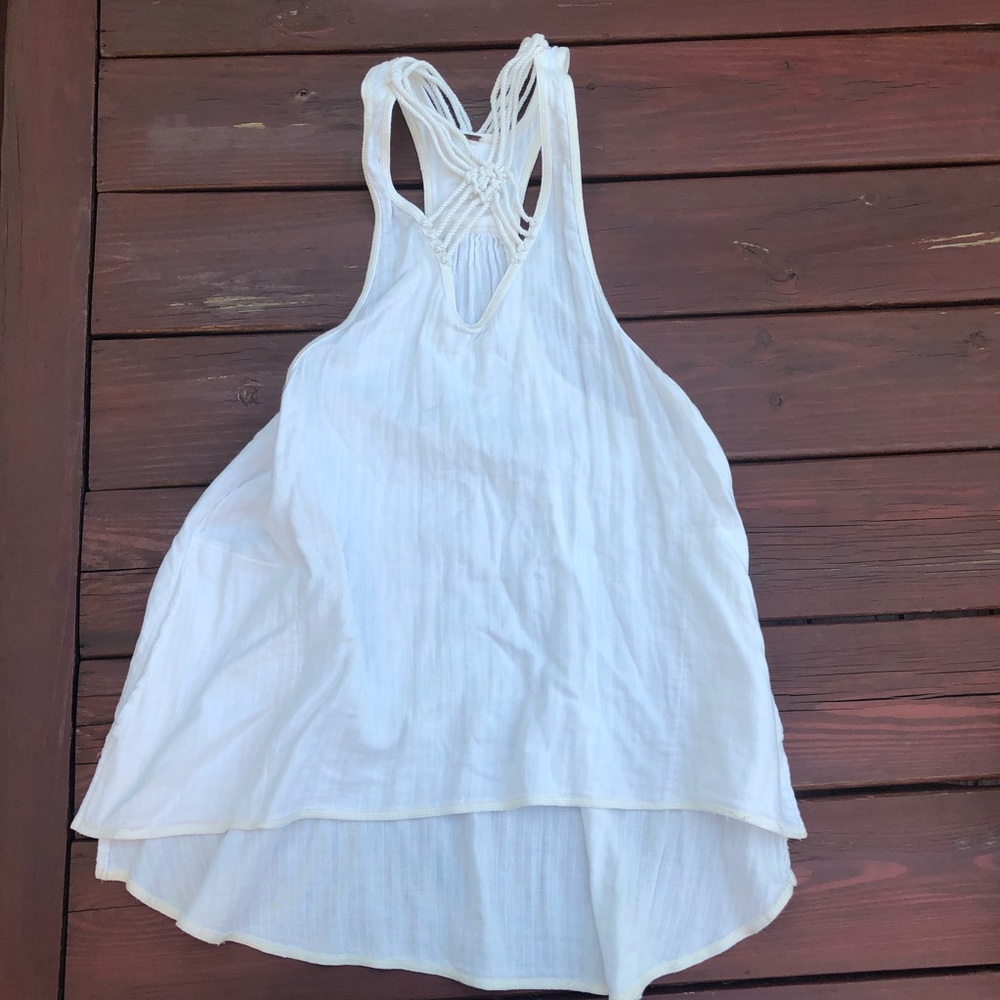 Free people white linen tunic pockets Sz med